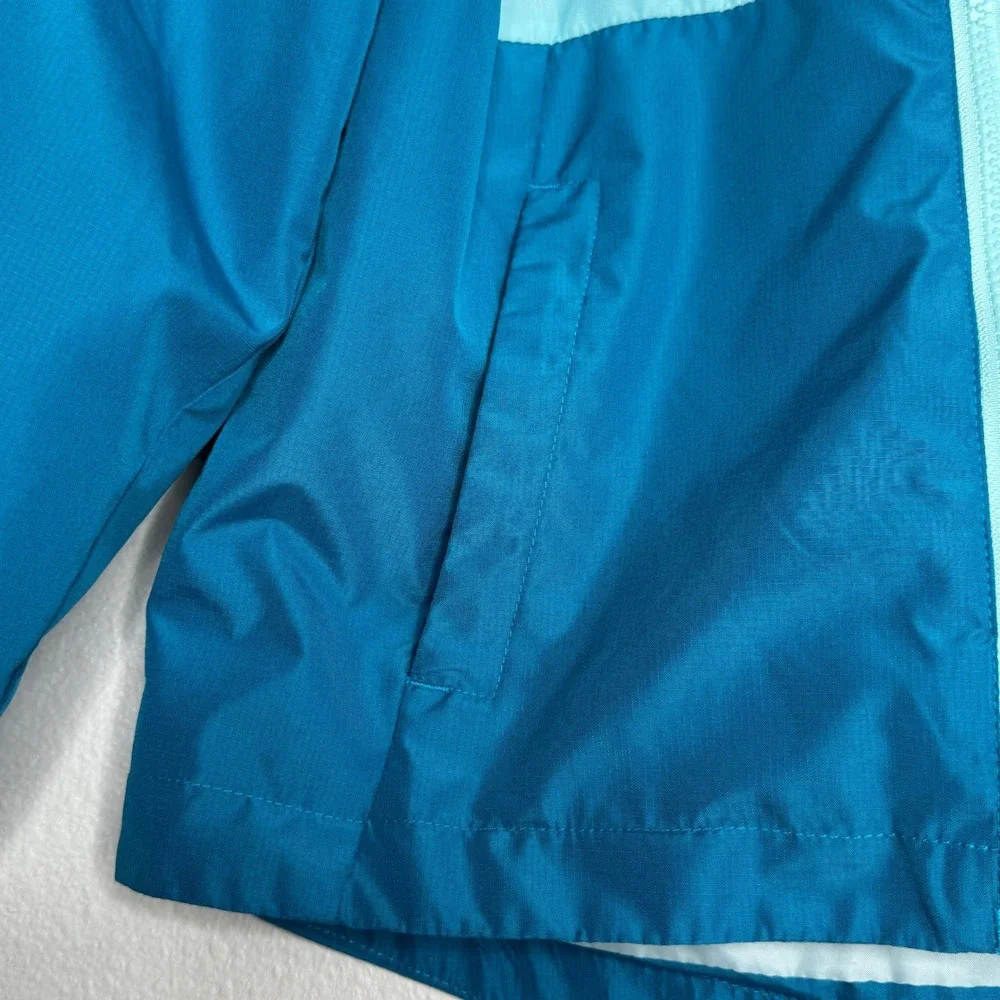 EDDIE BAUER Girls 3 in 1 Jacket Windbreaker Fleece Lining SM (7-8) Teal Outdoor